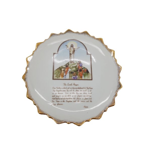 VTG Lord's Prayer Decorative Plate Marked Japan on Back - Picture 4 of 5